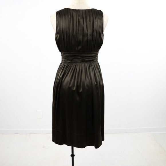 DKNY 4 100% Silk Ruched Cocktail Dress Dark Green - Picture 4 of 8